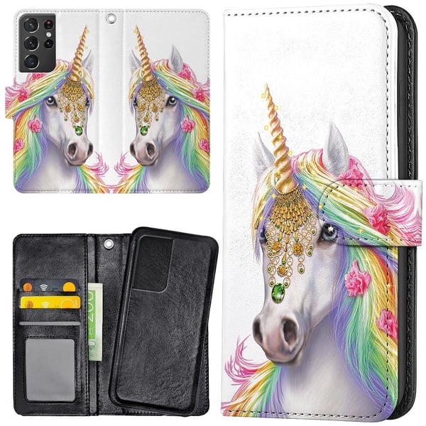 Samsung Galaxy S21 Ultra - Lommebok Deksel Unicorn/Enhjørning
