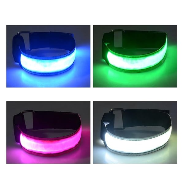 Genopladeligt Refleks - LED Armbånd / Refleksbånd der Lyser - Grön