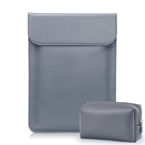 13,3" Laptopveske / Dataveske / Macbook - Lær - Grey