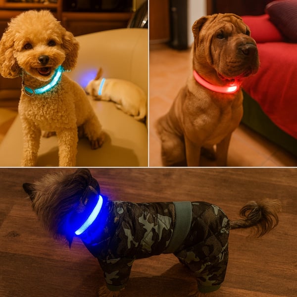 LED Hundehalsbånd Oppladbart / Refleks & Halsbånd til Hund - M - Grön