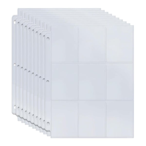 Plastfickor för Samlarkort - Card Sleeves 9-fack - 10-Pack