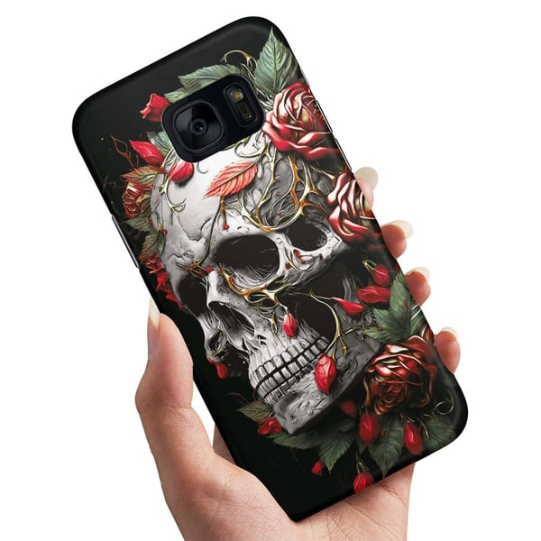 Deksel / Mobildeksel til Samsung Galaxy S7 Edge - Skull Roses