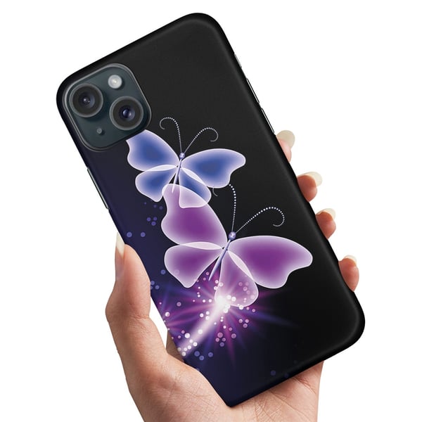 Kuoret / Suojakuoret iPhone 15 - Violetit Perhoset
