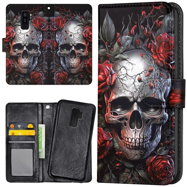 Samsung Galaxy S9 Plus - Lommebok Deksel Skull Roses