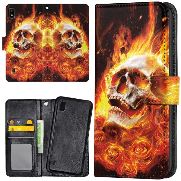 Samsung Galaxy A10 - Lommebok Deksel Burning Skull