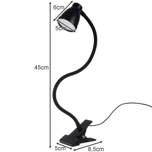 Skrivebordslampe med klemme - LED bordlampe