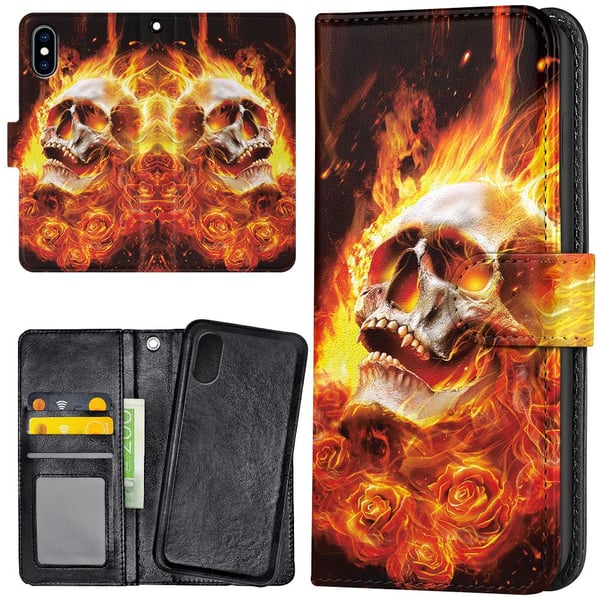 iPhone XR - Lommebok Deksel Burning Skull