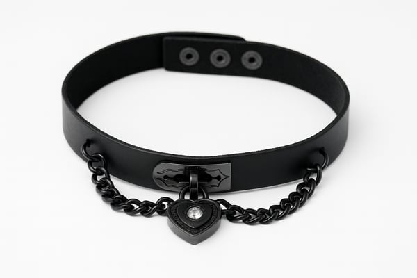Sort choker med kæde og hjertevedhæng