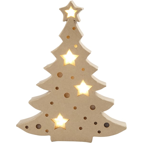 Pappfigur med ljus - Julgran - 27 cm X 21,5 cm - Djup 4 cm