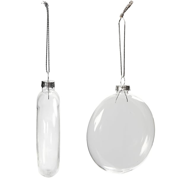 Platt Julkula i Glas 6 st - 8 cm