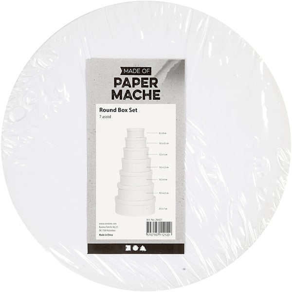 Runda Pappaskar - Dia. 8,5 - 21,5 cm - Vit - 7 st