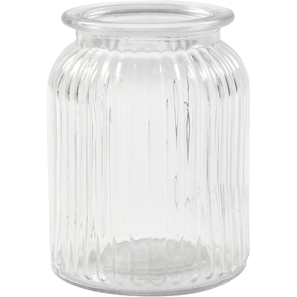 Genomskinlig Vas - 6 st - Räfflat Glas - Höjd: 14,5 cm
