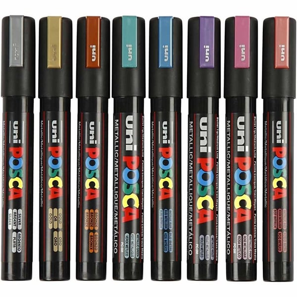 Posca Marker Medium Bullet PC-5M - Metallicfärger - 8 st