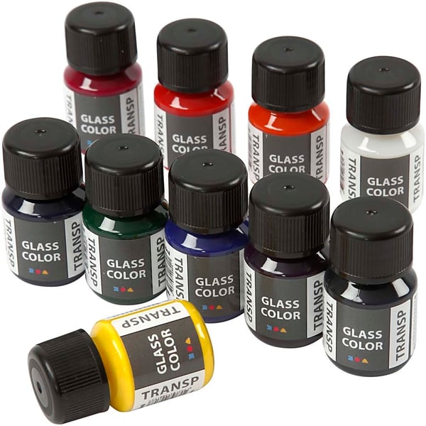 Glasfärg transparent - Mixade Färger - 10 x 35 ml