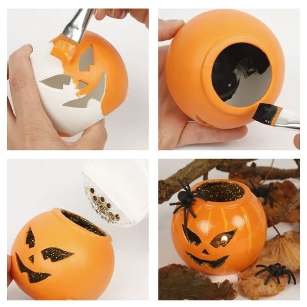 Värmeljushållare 12 st - 9 cm - Vit Hallowen Pumpa