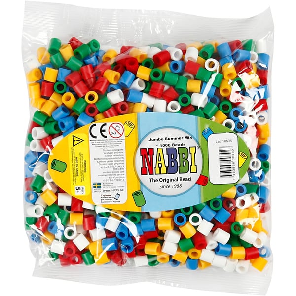 Nabbi Pärlor Jumbo 10mm - Standardfärger - 1000 st