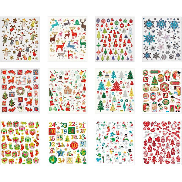 Sticker Bok - Jul - 12 mixade ark - 15x16,5 cm