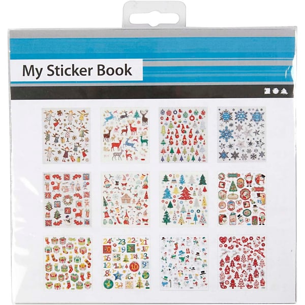Sticker Bok - Jul - 12 mixade ark - 15x16,5 cm