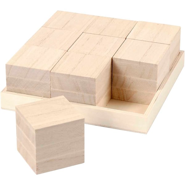 Träklossar - 4 x 4 x 4 cm - Kejsarträd - 9 st