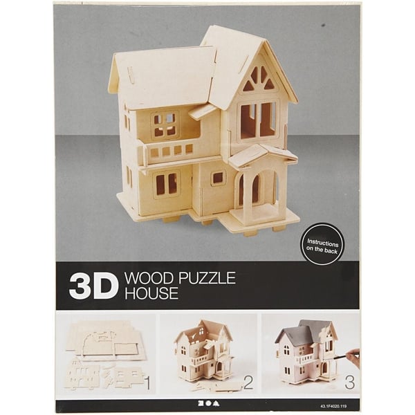3D Pussel - Hus med balkong - Höjd: 19 cm - Plywood
