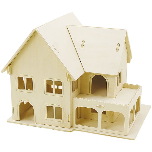 3D Pussel - Hus med veranda - Höjd: 17 cm - Plywood
