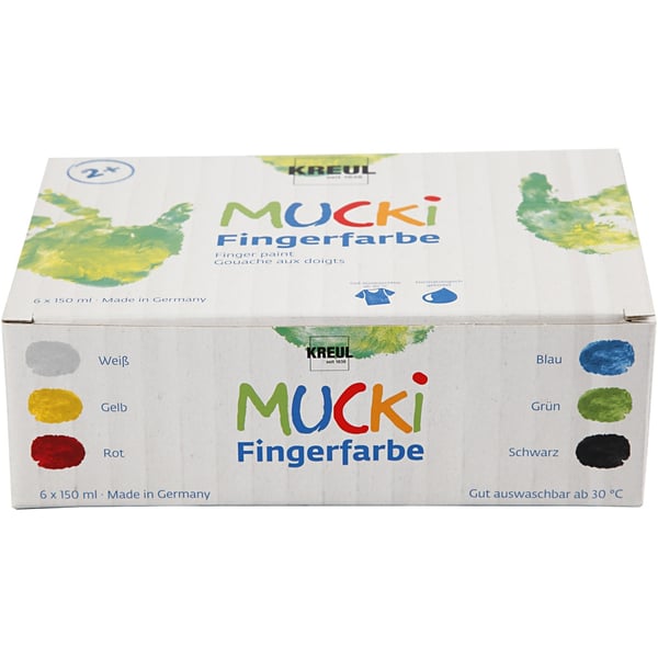 Fingerfärg - 6x150ml - Mixade färger