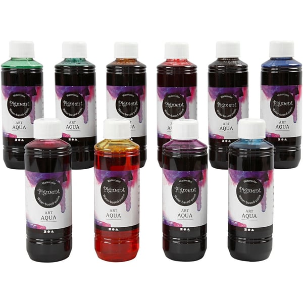 Art Aqua - Flytande akvarellfärg - Mixade Färger - 10x250ml