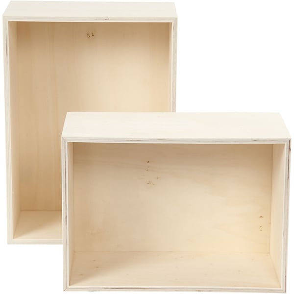 Förvaringslådor - Rektangel - Plywood - 2 st
