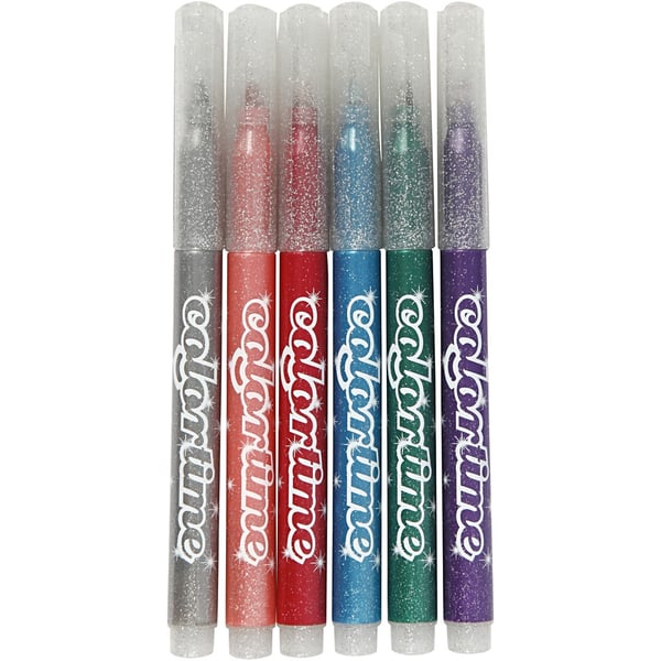 Colortime glittertusch - 4,2 mm - Mixade färger - 6 st