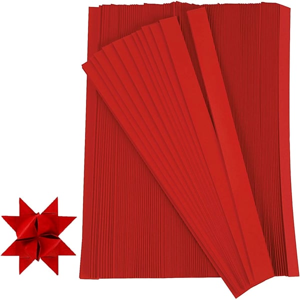 Pappersstrimlor - B: 15 mm - Röd - 500 st - L: 45 cm