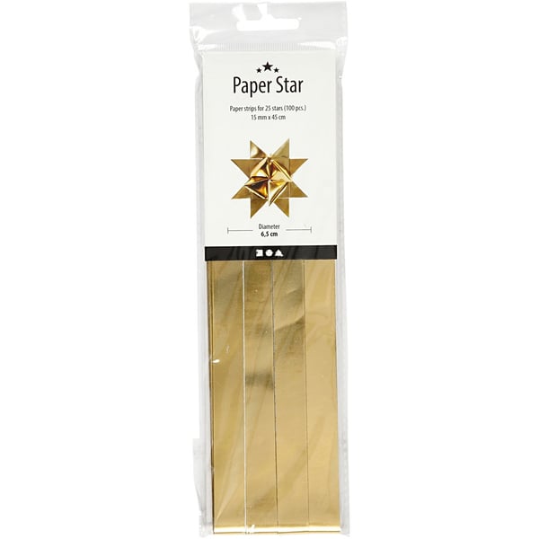 Stjärnstrimlor - B: 15 mm - Guld - 100 st - L: 45 cm