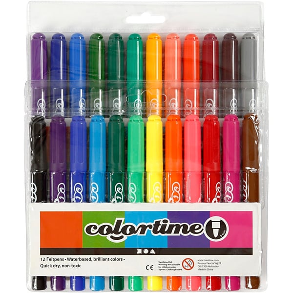 Colortime Tuschpennor - Mixade Färger 2 Set - 5 mm - 24 st