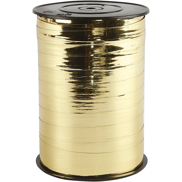 Presentsnöre - 10 mm - Metallguld - 250 m