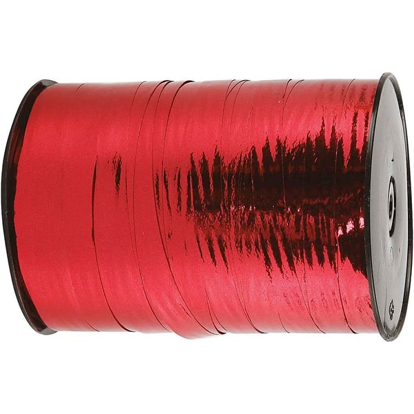 Presentsnöre - 10 mm - Metallröd - 250 m