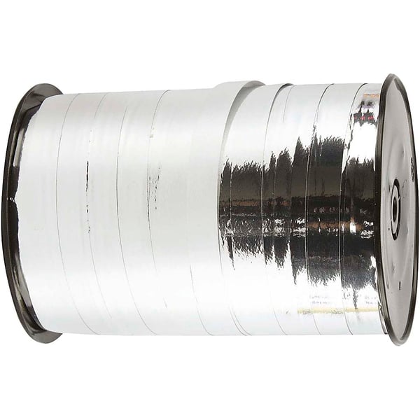 Presentsnöre - 10 mm - Metallsilver - 250 meter