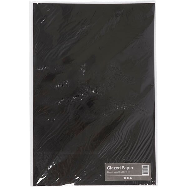 Glanspapper - 32x48 cm - 80 g - Svart - 25 ark