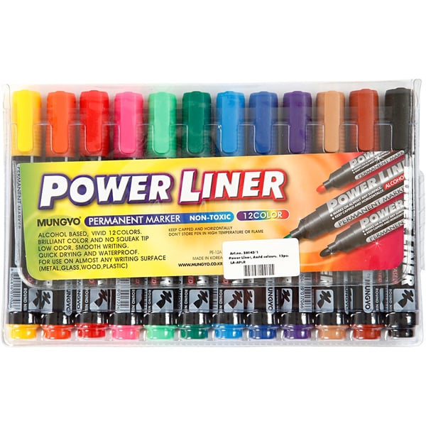 Power Liner Permanent Tusch - 1,5-3 mm - 12 färger