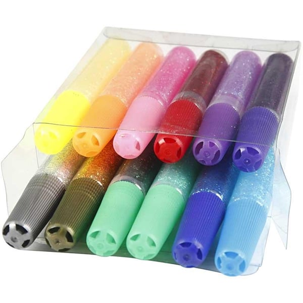 Glitterlim - Mixade färger - 12 st x 10 ml