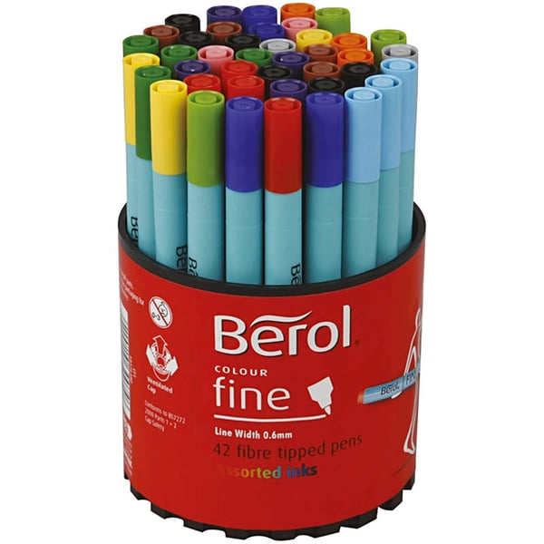 Berol Colourfine - Mixade Färger - Spets: 0,6 mm - 42 st