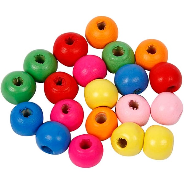 Träpärlor i Klara Färger - 12 mm - ca 800 st
