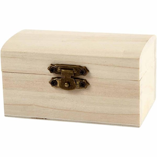 Skattkista i Trä - Smyckeskrin - stl. 9x5,2x4,9 cm - 10 st
