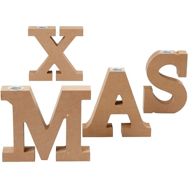 Ljusstake i MDF - X-Mas - 14.5 cm - 4 delar