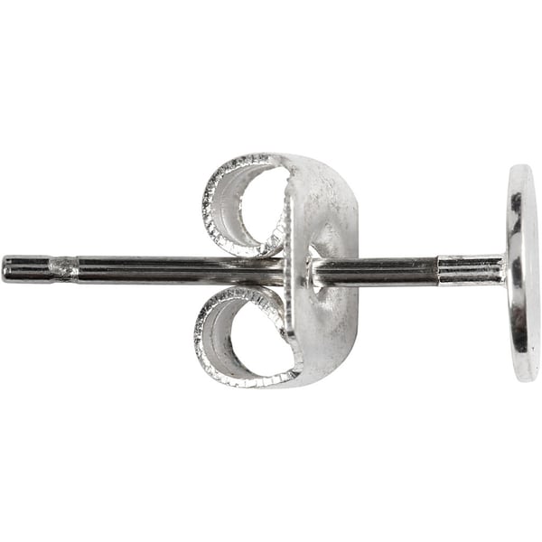 Öronstickare Platta - L: 13 mm - Försilvrad - 100 st