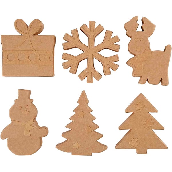 Julfigurer av papier-maché - H: 10-14 cm - 36 st
