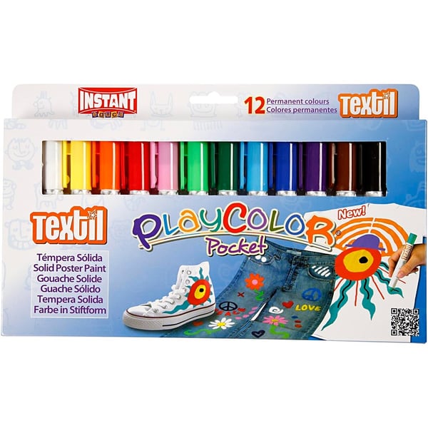 Playcolor Textilfärg - 12 st - Mixade färger