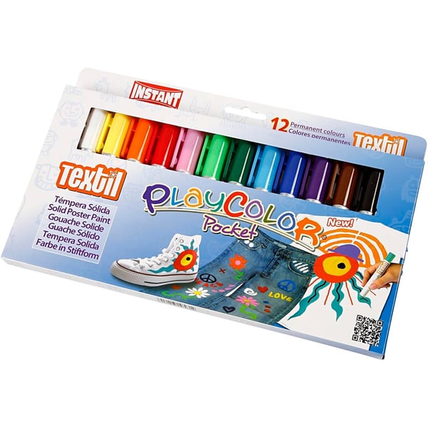 Playcolor Textilfärg - 12 st - Mixade färger