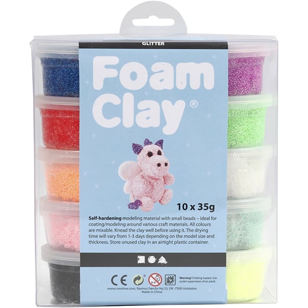 Foam Clay - Mixade färger - Glitter - 10 x 35 g