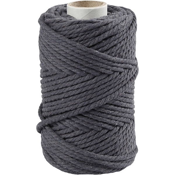 Makramégarn 4 mm - Grå - 55 m - 330 g