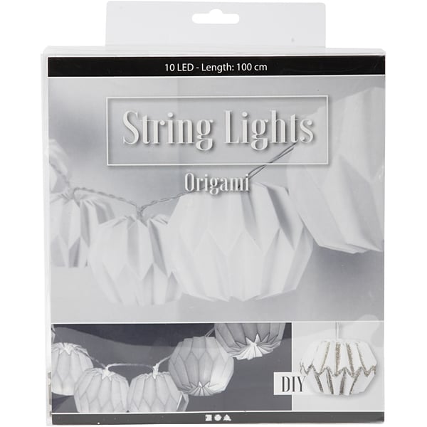 LED ljusslinga med lampskärmar - Rund - dia. 75 mm - Vit