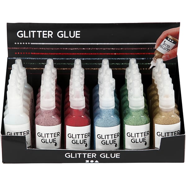 Storpack Glitterlim - Mixade Färger - 36x25 ml